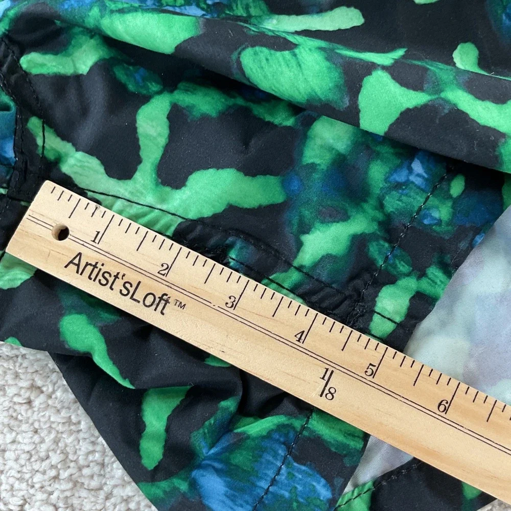 Kanu Surf Mens Hydro Swim Trunks Green Black‎ Abstract Camo Mesh Lined Large NEW